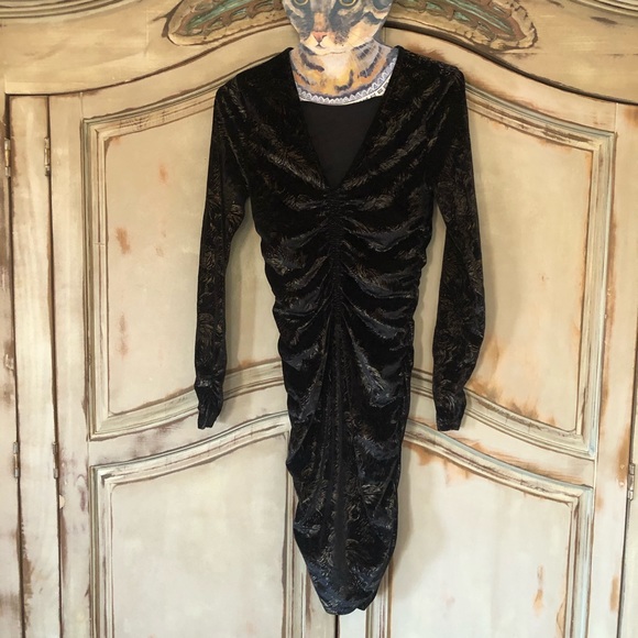 New Look Black Velvet and Gold Wiggle Dress Size 4 - Picture 11 of 13
